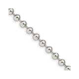 925 White Gold 4 mm Polished Chain Necklace, Solid detail view