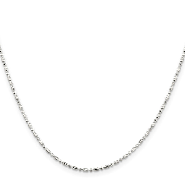 925 White Gold 1.5 mm Polished Chain Necklace, Solid