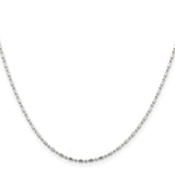925 White Gold 1.5 mm Polished Chain Necklace, Solid