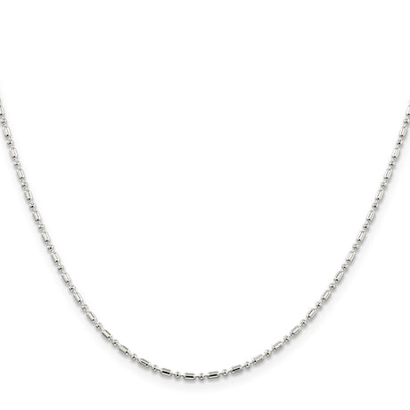 925 White Gold 1.5 mm Polished Chain Necklace, Solid