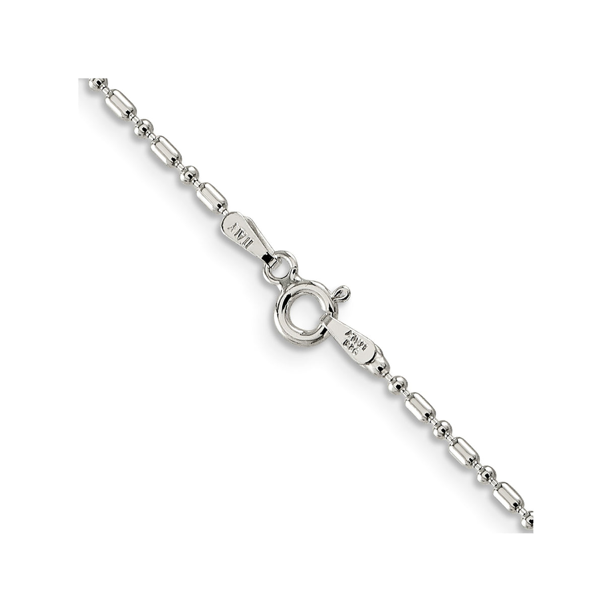 925 White Gold 1.5 mm Polished Chain Necklace, Solid alternate angle