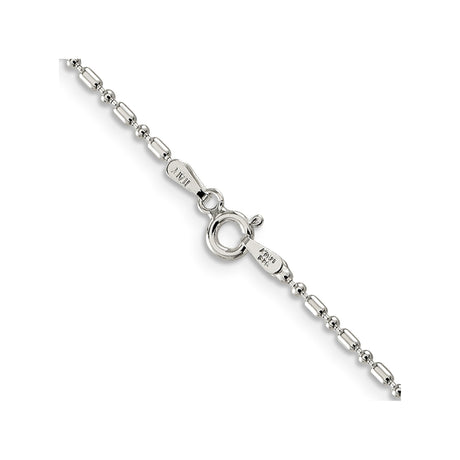925 White Gold 1.5 mm Polished Chain Necklace, Solid alternate angle