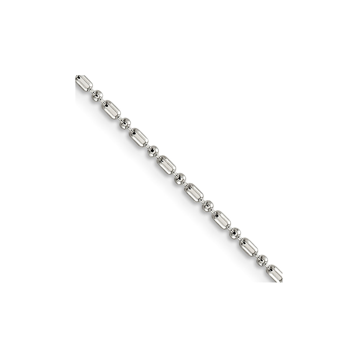 925 White Gold 1.5 mm Polished Chain Necklace, Solid alternate angle