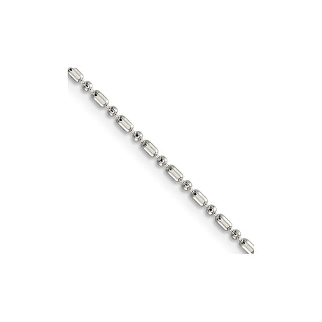 925 White Gold 1.5 mm Polished Chain Necklace, Solid alternate angle