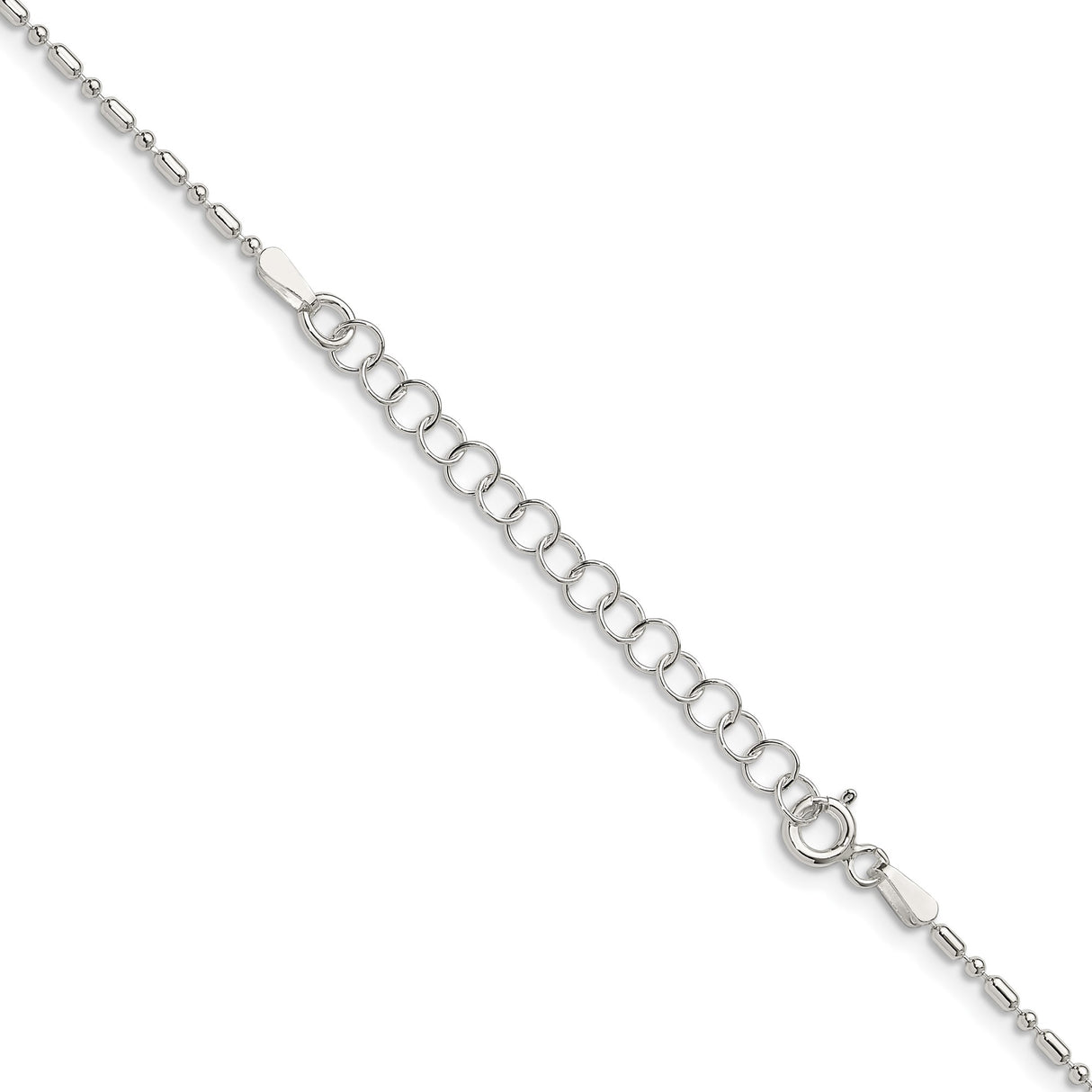 925 White Gold 1.5 mm Polished Chain Necklace, Solid detail view