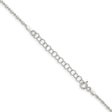 925 White Gold 1.5 mm Polished Chain Necklace, Solid detail view