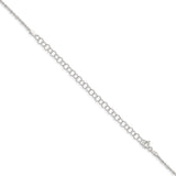 925 White Gold 1.5 mm Polished Chain Necklace, Solid detail view