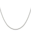 925 White Gold 3 mm Polished Chain Necklace, Solid
