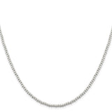 925 White Gold 3 mm Polished Chain Necklace, Solid