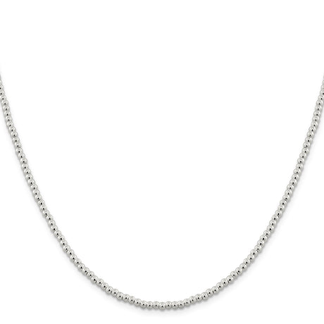 925 White Gold 3 mm Polished Chain Necklace, Solid