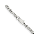925 White Gold 3 mm Polished Chain Necklace, Solid alternate angle