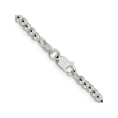 925 White Gold 3 mm Polished Chain Necklace, Solid alternate angle