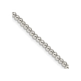 925 White Gold 3 mm Polished Chain Necklace, Solid detail view