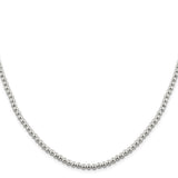 925 White Gold 4 mm Polished Chain Necklace, Solid