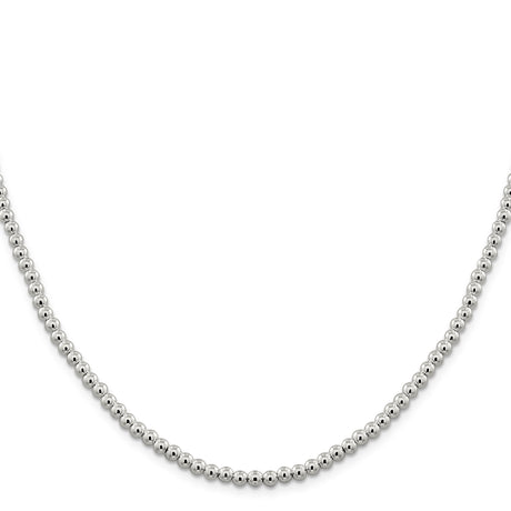 925 White Gold 4 mm Polished Chain Necklace, Solid