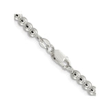 925 White Gold 4 mm Polished Chain Necklace, Solid alternate angle