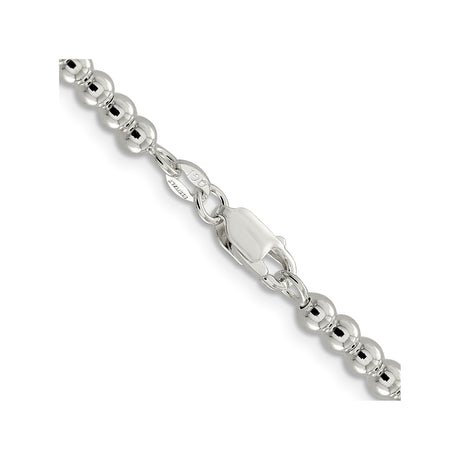 925 White Gold 4 mm Polished Chain Necklace, Solid alternate angle