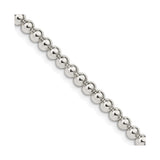 925 White Gold 4 mm Polished Chain Necklace, Solid detail view