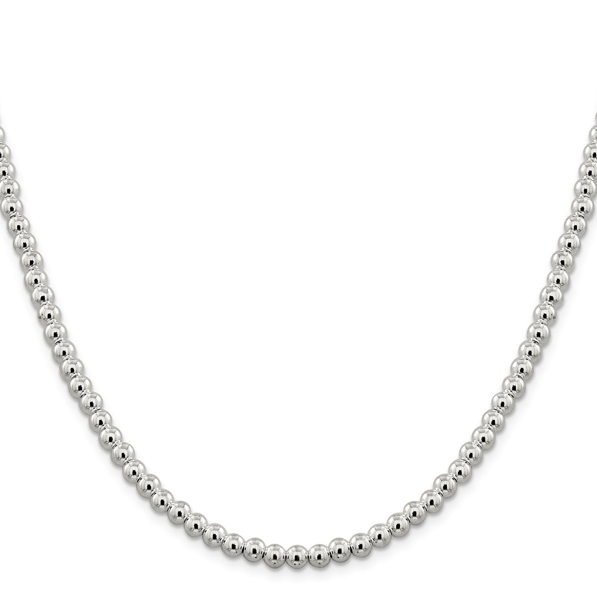 925 White Gold 5 mm Polished Chain Necklace, Solid
