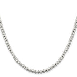 925 White Gold 5 mm Polished Chain Necklace, Solid
