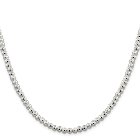 925 White Gold 5 mm Polished Chain Necklace, Solid