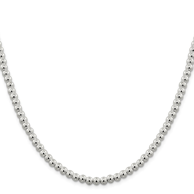 925 White Gold 5 mm Polished Chain Necklace, Solid