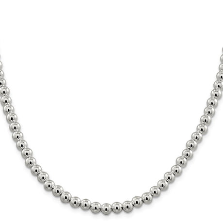 925 White Gold 6.1 mm Polished Chain Necklace, Solid