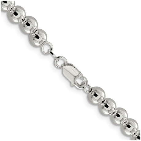 925 White Gold 6.1 mm Polished Chain Necklace, Solid alternate angle