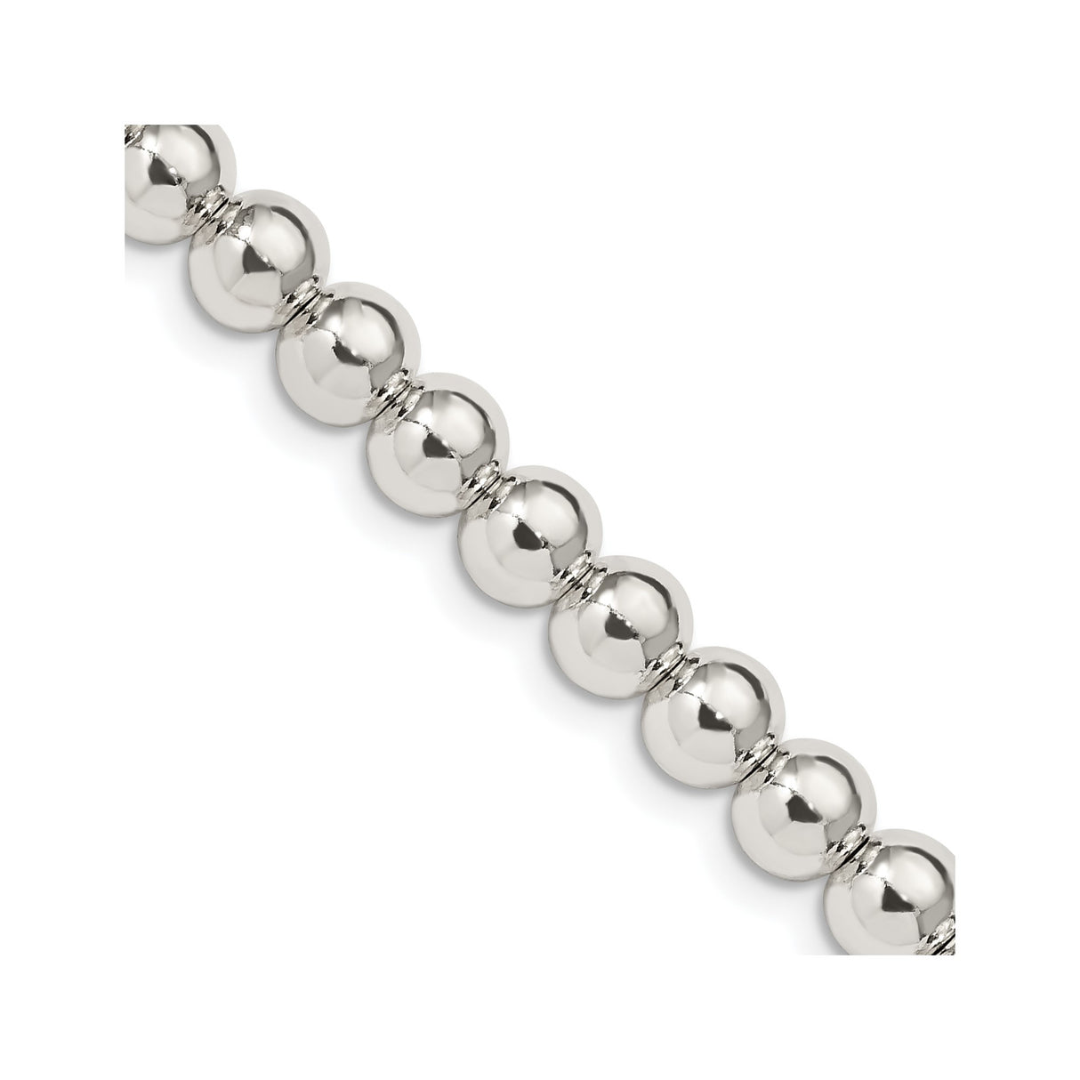 925 White Gold 6.1 mm Polished Chain Necklace, Solid detail view