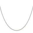 925 White Gold 1.25 mm Polished Chain Necklace, Solid