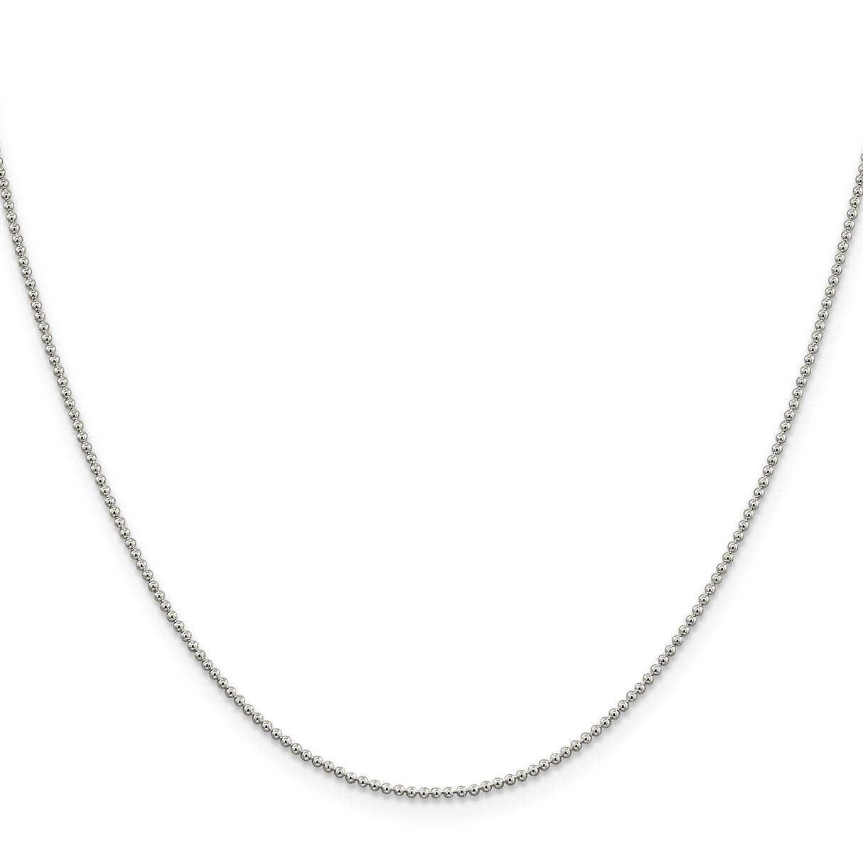 925 White Gold 1.25 mm Polished Chain Necklace, Solid