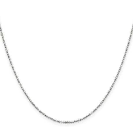 925 White Gold 1.25 mm Polished Chain Necklace, Solid