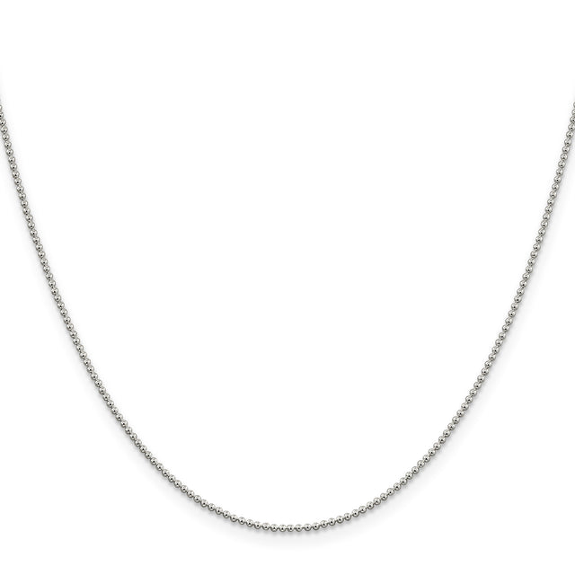 925 White Gold 1.25 mm Polished Chain Necklace, Solid