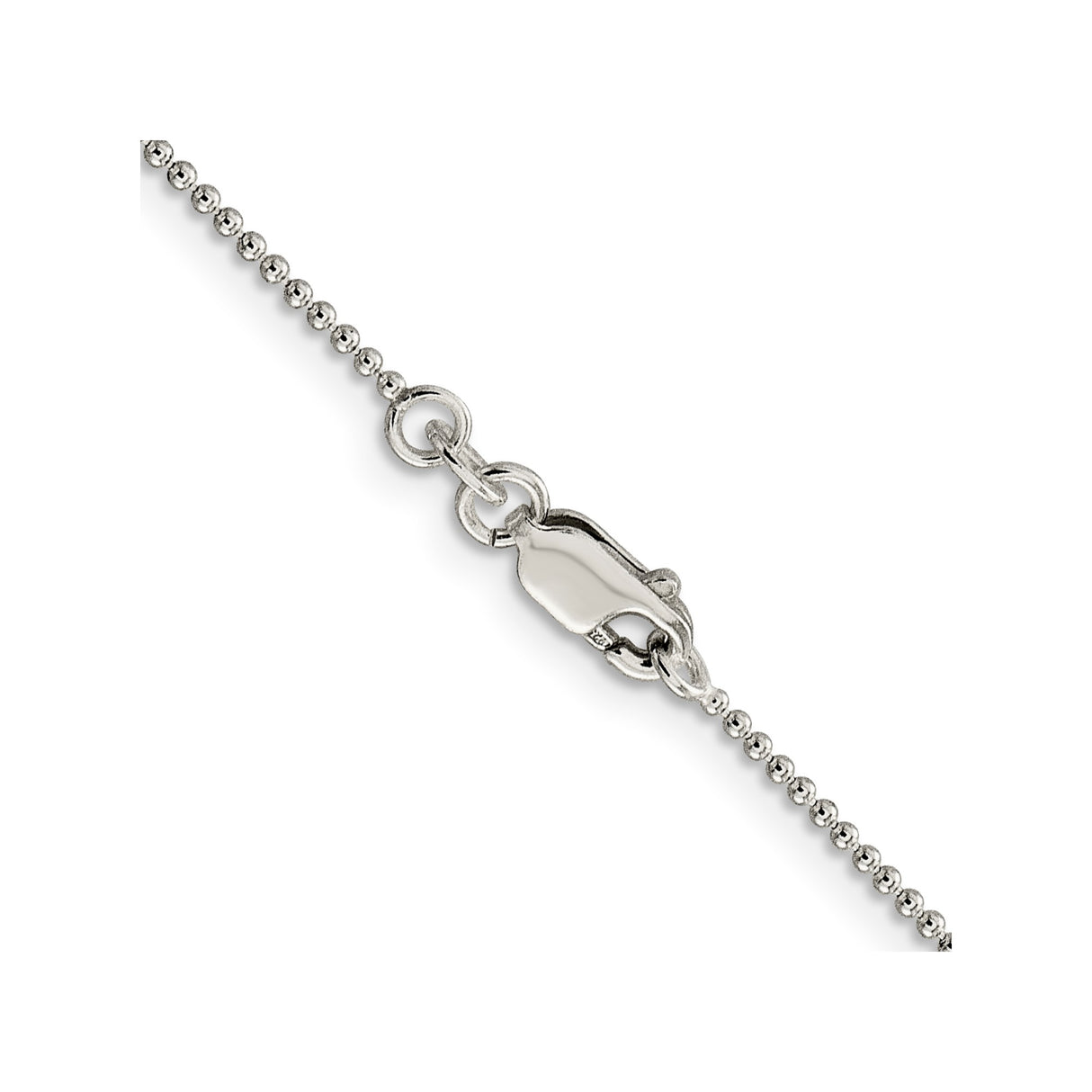 925 White Gold 1.25 mm Polished Chain Necklace, Solid alternate angle