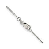 925 White Gold 1.25 mm Polished Chain Necklace, Solid alternate angle