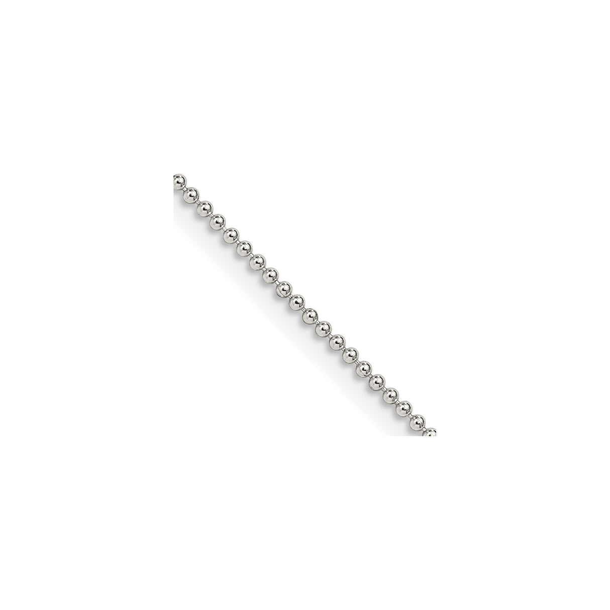 925 White Gold 1.25 mm Polished Chain Necklace, Solid detail view