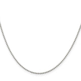 925 White Gold 1.5 mm Polished Chain Necklace, Solid