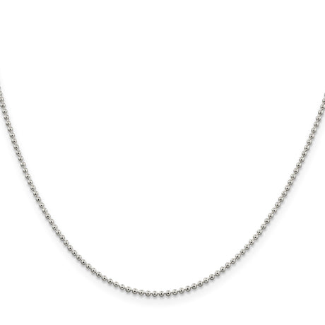 925 White Gold 1.5 mm Polished Chain Necklace, Solid