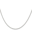 925 White Gold 1.5 mm Polished Chain Necklace, Solid