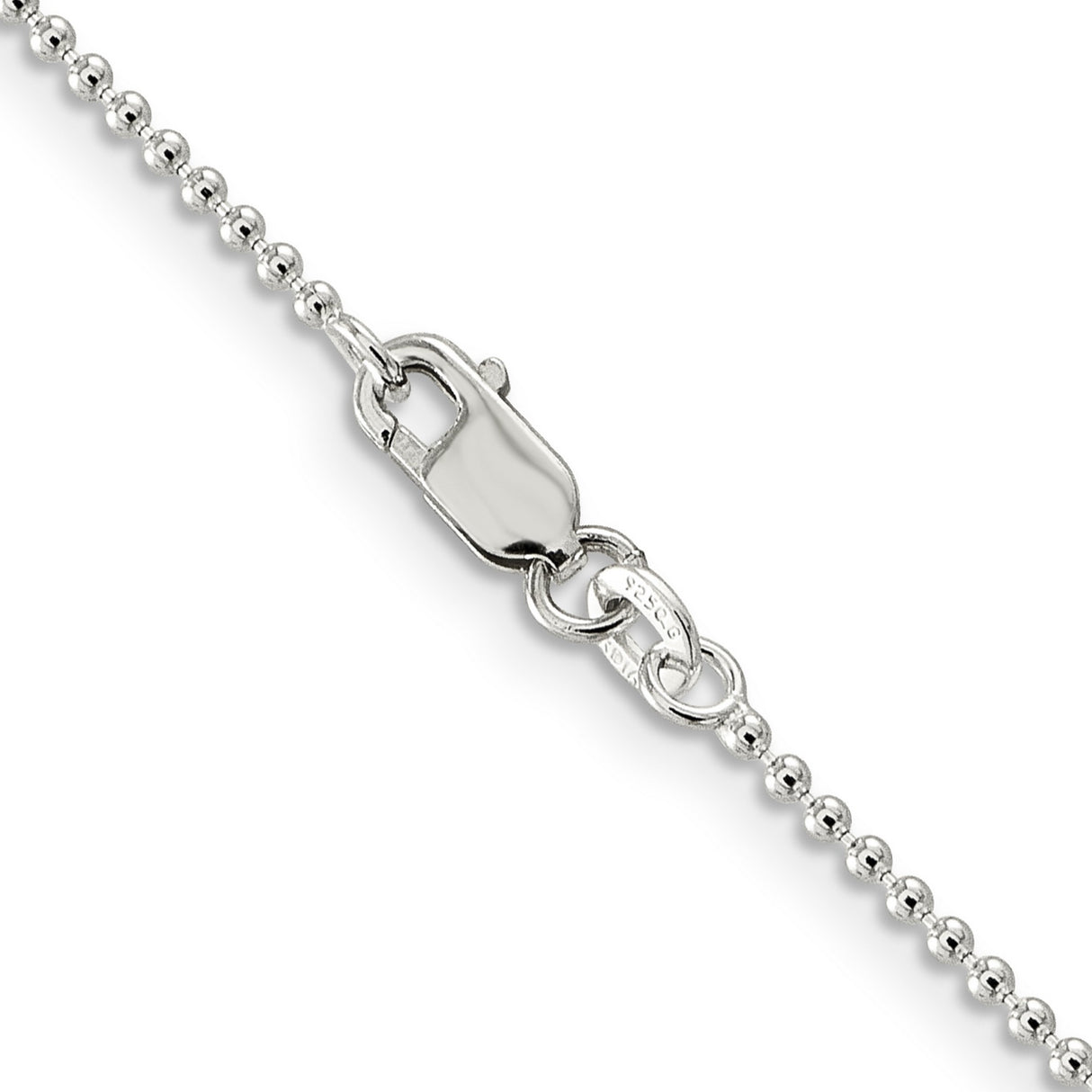 925 White Gold 1.5 mm Polished Chain Necklace, Solid alternate angle