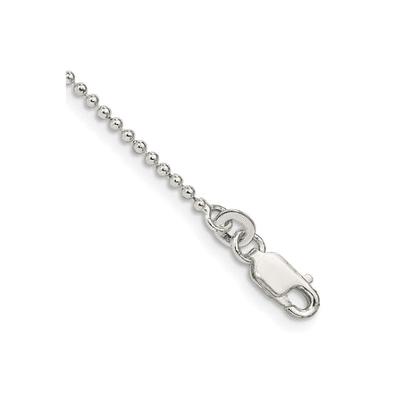 925 White Gold 1.5 mm Polished Chain Anklet, Solid shown for scale
