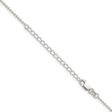 925 White Gold 1.5 mm Polished Chain Necklace, Solid detail view