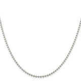 925 White Gold 2.35 mm Polished Chain Necklace, Solid