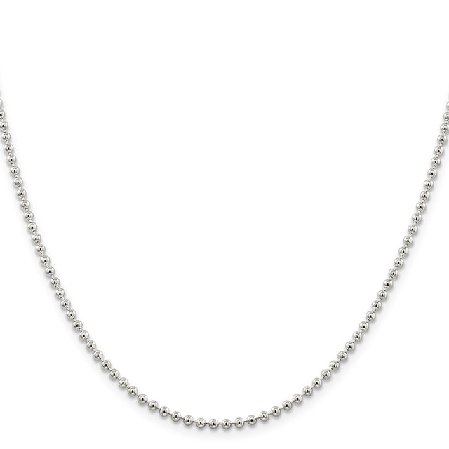 925 White Gold 2.35 mm Polished Chain Necklace, Solid