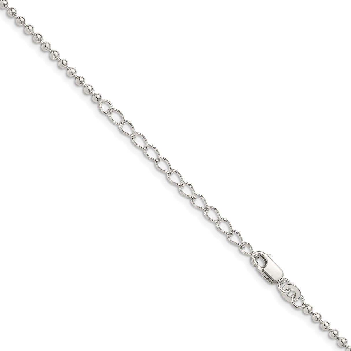 925 White Gold 2.35 mm Polished Chain Necklace, Solid detail view
