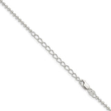 925 White Gold 2.35 mm Polished Chain Necklace, Solid detail view