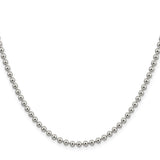 925 White Gold 3 mm Polished Chain Necklace, Solid