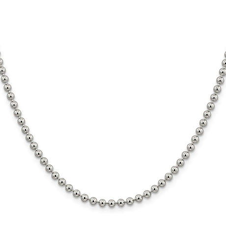 925 White Gold 3 mm Polished Chain Necklace, Solid