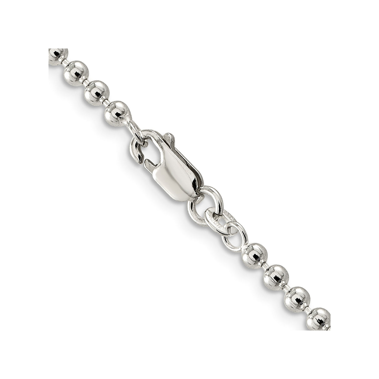 925 White Gold 3 mm Polished Chain Necklace, Solid alternate angle