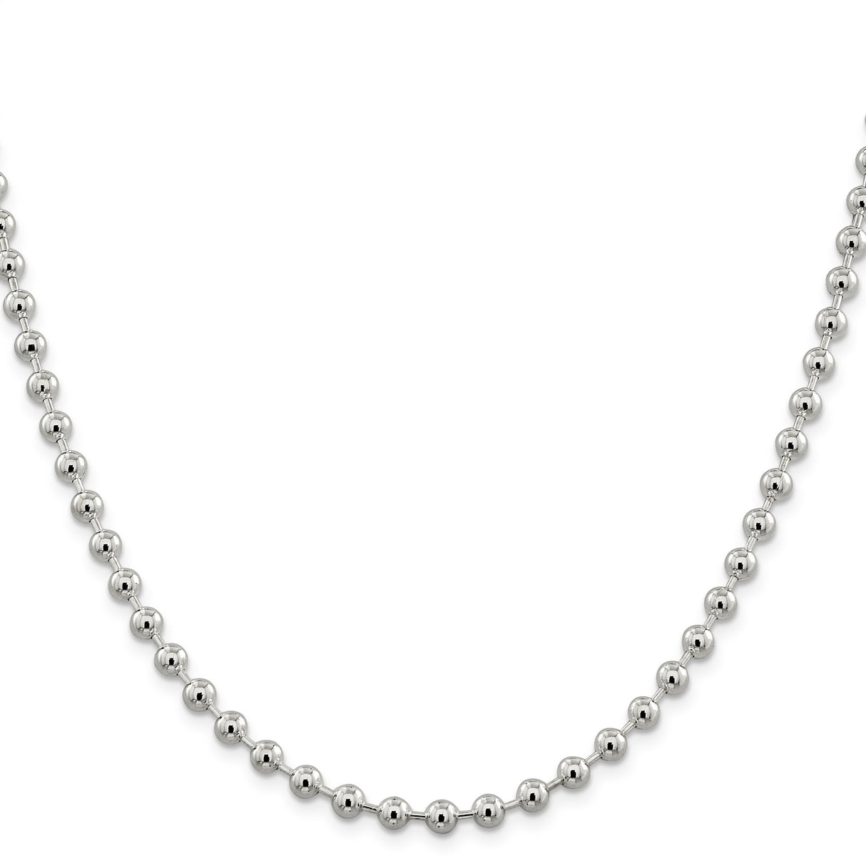 925 White Gold 5 mm Polished Chain Necklace, Solid